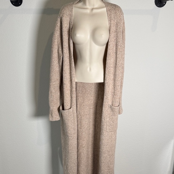 Theory Sweaters - Vince Boucle Speckled Tan Wool Duster Cardigan Size Medium